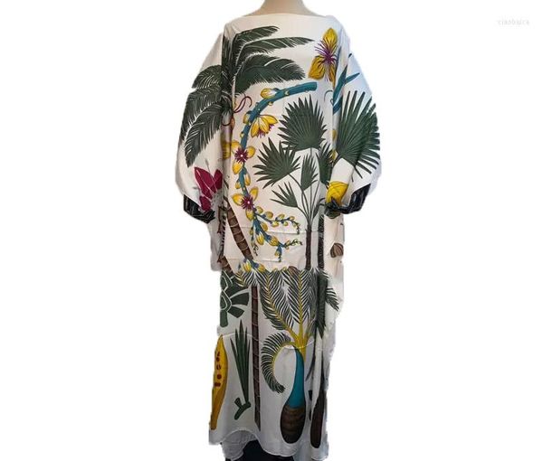 Ropa étnica 2023Kuwait impreso seda Kaftan bohemio Maxi vestidos sueltos verano Sexy señora playa fiesta de noche largo para vacaciones