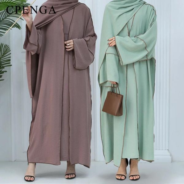 Ropa étnica 2024 Abaya Conjuntos musulmanes Mujeres Vestido de abrigo Hijab 3pc Trajes Eid Ramadán Oración Ropa Islam Árabe Turquía Vestidos modestos