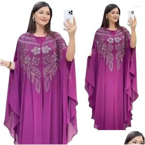 Ropa étnica 2024 Abayas para mujeres Dubai Chiffon Boubou Muslim Fashion Dress Caftan Party Ocns Long Abaya con entrega de caída otbod