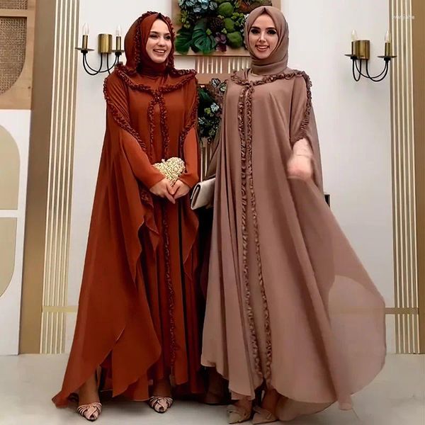 Ropa étnica 2024 Abayas para mujeres Dubai Luxury Chiffon Boubou Musulmán Moda Vestido con capucha Caftan Africano Fiesta de bodas Africano