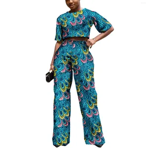 Etnische kleding 2024 Afrikaanse mode-stijl dames waxprint Ankara Retro losse gecontracteerde casual 2-delige set