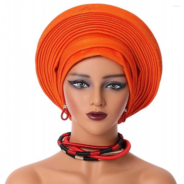 Vêtements ethniques 2024 Headtie africaine Turban Nigeria Auto Gele Head Wraps Casquette de mariage Geles Bonnet musulman