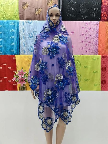 Vêtements ethniques 2024 Foulard de femme islamique africaine Foulard musulman Mode Pashmina Soft Tulle Brodé Hijab Châle Wrap 200 100cm