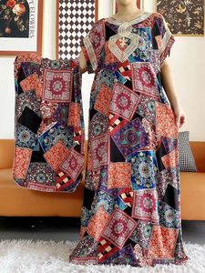 Vêtements ethniques 2024 Style africain Robes à manches courtes Floral Treillis Design Lâche Boubou Maxi Islam Femmes Robe Abaya Vêtements