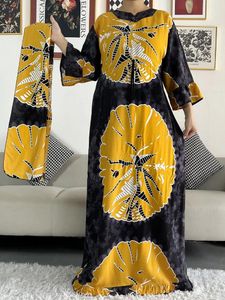 Vêtements ethniques 2024 Femmes africaines Robes à manches longues Impression d'été Floral Dashiki Taille haute Élégante Robe de dames Musulman Kaftan Robes