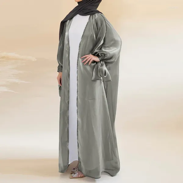 Vêtements ethniques 2024 Arabe Women's Women Cardigan Nightgown Sleeve Puff Robe à manches longues décontractées confortable