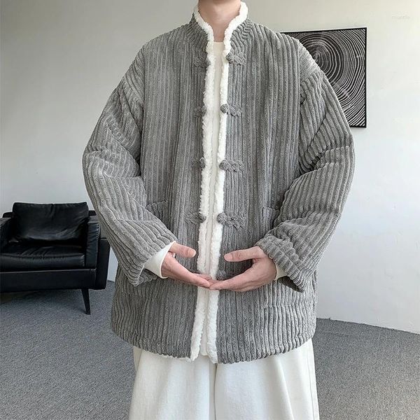 Ropa étnica 2024 Otoño / Invierno Sinicismo Hombres engrosados con algodón Vintage Disco Hebilla Tradicional Tang Vestido Hanfu Chaqueta acolchada de algodón