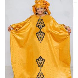 Vêtements ethniques 2024 Bazin Riche Robes longues avec Sacrf Boubou Sequnied Dashiki Robe Top Qualité Femmes africaines