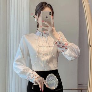 Vêtements ethniques 2024 Chinois à la mode vintage Tang Tang Top Amélioration Jacquard Elegant Lady Party Cheongsam Casual Casual Daily Slim Blouse