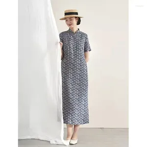 Vêtements ethniques 2024 Style chinois amélioré Qipao Femmes Gracieuse Japonais Oriental Vintage Robe Casual Daily Cotoon Lin