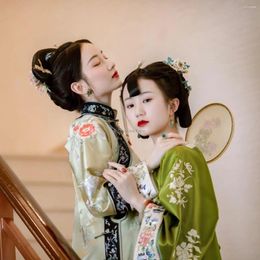 Ropa étnica 2024 estilo chino retro mejorado cheongsam vestido mujeres impresión floral hanfu dama elegante fiesta