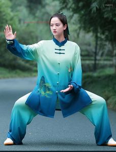 Etnische kleding 2024 Chinese Tai Chi-uniform Traditioneel Kleurverloop Vechtsportoefening Wingchun-pak Kungfu Buitensportset