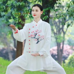 Vêtements ethniques 2024 Chinois Tai Chi Wushu Uniforme Vintage Flower Imprimer Formation Exercice d'arts martiaux WingChun Morning Sport