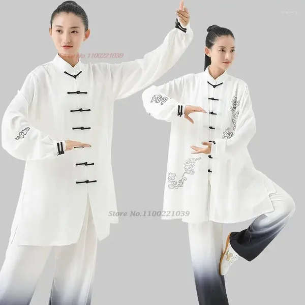 Vêtements ethniques 2024 chinois taichi wushu uniforme gradient couleur costume taijiquan arts martiaux