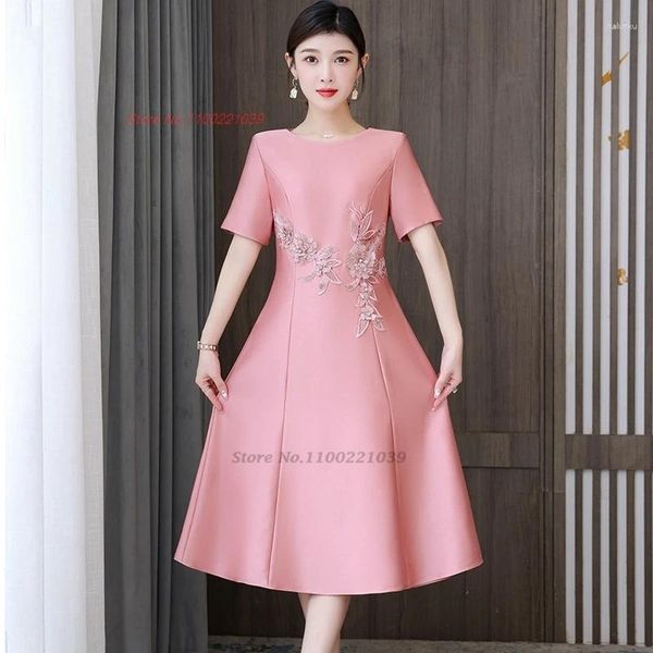 Ropa étnica 2024 vestido de novia chino mejorado una línea cheongsam flor nacional bordado satinado qipao oriental banquete noche