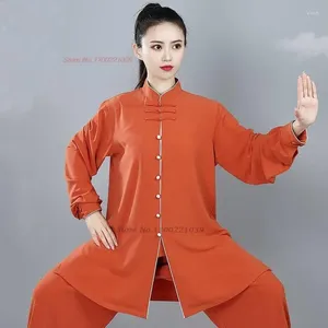 Vêtements ethniques 2024 Chinois Vintage Kungfu Tai Chi Arts martiaux Taijiquan Wushu Uniforme National Top Pantalon Ensemble Vêtements d'exercice