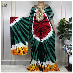 Vêtements ethniques 2024 Dubaï Femmes musulmanes Robes à manches courtes et foulard Africain Abaya Turquie Été Robe ample Islam américain