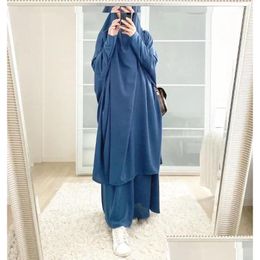 Ropa étnica 2024 Eid Abaya Hijab Vestido Ramadán Abayas para mujeres Cabeza de prenda de oración Sets musulmanes Khimar Long Robe Islam Niqab Drop otcab