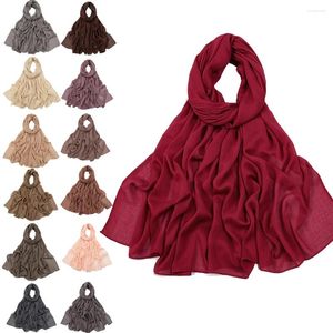 Vêtements ethniques 2024 Foulard de tête de mode Femmes Plain Candy Couleur Hijab Bubble Châle Wrap Cover-Up Étole Musulman 190 85cm