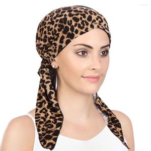 Vêtements ethniques 2024 Mode Musulman Hijab Caps pour femmes Léopard Imprimer Arabe Wrap Foulard Underscarf Turbante Mujer