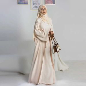 Etnische kleding 2024 Hot Sale Djellaba Moslimjurk 2 stuks Moslimpakken Elegante lange islamitische abaya's vrouwen bescheiden slijtage Eid Sets T240510