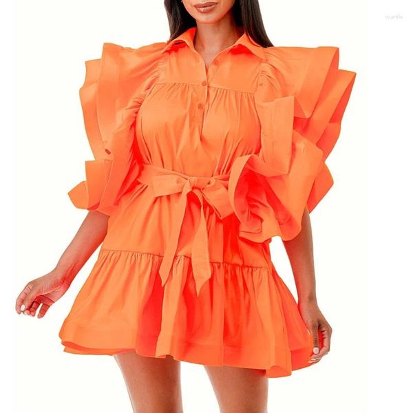 Ropa étnica 2024 Mini vestido Camisa Negro Blanco Rosa Gree Naranja Ropa de mujer Africano Elegante Tamaño grande Traje de moda Vestidos de verano