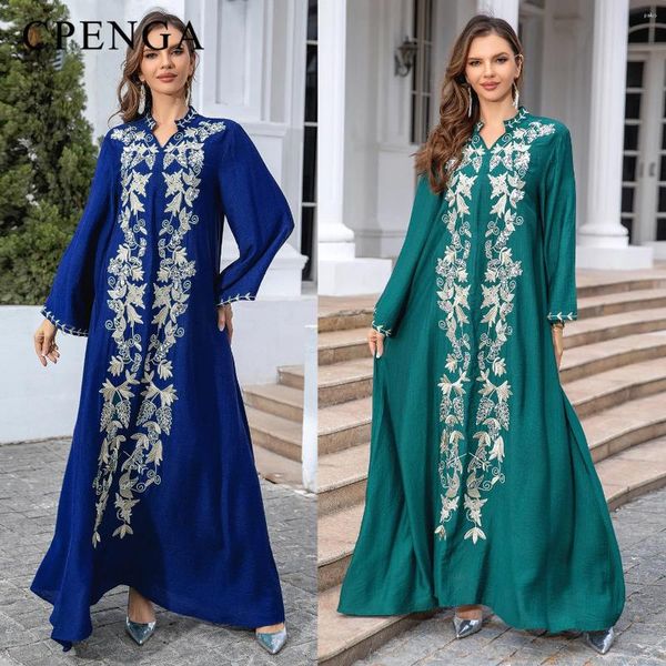 Vêtements ethniques 2024 Muslim Abaya Femme Broidered Kaftan Robe Elegant Night Robes Dubai Abayas Islam