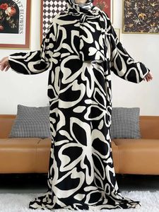 Vêtements ethniques 2024 Coton musulman Ladys Abayas Ramadan Prayer Garment Dubaï Turquie Middle East Femme Robe Loose Africain Robe Turban Joint T240510