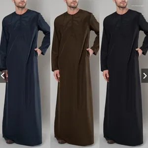 Etnische kleding 2024 moslim losse rits gewaad Midden-Oosten Arabische Dubai zwarte lange mouw islamitische vintage casual