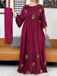 Vêtements ethniques 2024 Femmes musulmanes Robe Dashiki à manches longues Solide Brodé Floral Boubou Maxi Islam Africain Abaya Vêtements