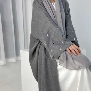 Vêtements ethniques 2024 New Batwing Slve Open Kimono Abaya Embroderie Dubaï Femmes marocaines Kaftan Jalabiyat Turkish African Islamic Clothing T240510