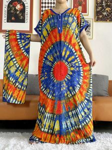 Etnische kleding 2024 Nieuwe stijl Flower Slve African Dashiki Floral Print Cotton Abaya Caftan Elegant Lady Summer Maxi Casual Dresses Vestidos T240510