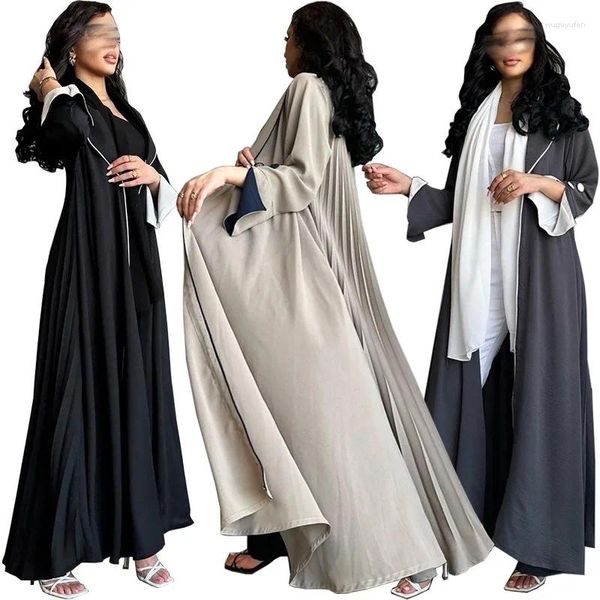 Vêtements ethniques 2024 Ramadan Islam Abaya Kaftan Couleur unie Loisirs Robeffemme Musulmane Dames élégantes Robe longue pour l'Europe et l'Amérique