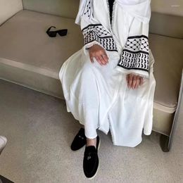 Ethnic Clothing 2024 Ramadan Keffiyeh Abaya Kimono Palestinian Embroidery Tassels Muslim Open Abayas Women Dubai Luxury Islam Hijab Dress