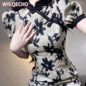 Vêtements ethniques 2024 rétro amélioré de style chinois chinois Daily cheongsam robe exquise floral jacquard court vestido stand collier