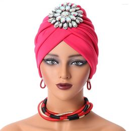 Vêtements ethniques 2024 Shinny Diamonds Turban Cap pour femmes Femme Wrap Head Bonnet Musulman Foulard Chapeau Turbante Mujer