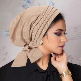 Vêtements ethniques 2024 Chapeaux de hijab turban de couleur solide