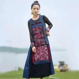 Vêtements ethniques 2024 Printemps Autumn chinois Style National Femme Veffure Vobe Denim Spell