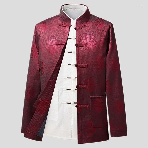 Ropa étnica 2024 Diseñador de marca de primavera China China Collar Men's Collar Silk Tang Chaqueta de chaqueta de traje