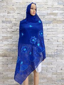 Vêtements ethniques 2024 Style Femmes africaines Écharpe d'été Musulman Mousseline de mousseline de soie Broderie Heavy Hijab avec perles pour Pashmina Turban Châles