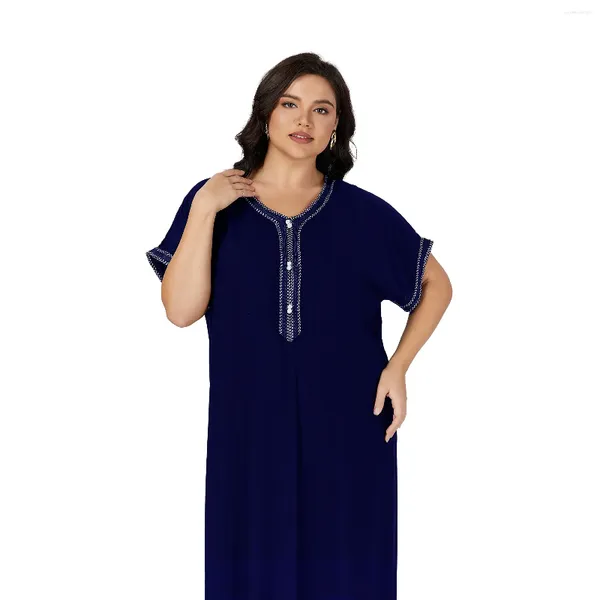 Vêtements ethniques 2024 Abaya d'été pour les femmes à manches courtes décontractées robe coton douce Dubai musulman kaftan lâche max lslam africain