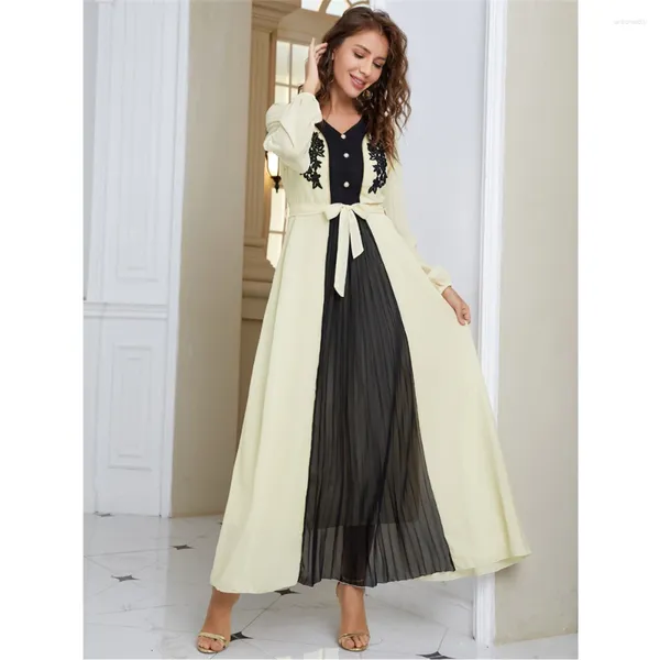 Vêtements ethniques 2024 Summer Murffon Kaftan Femmes musulmanes Abaya Patchwork Dress Islamic Arabe Robe Turkey Caftan Dubai Party Gown Abayas