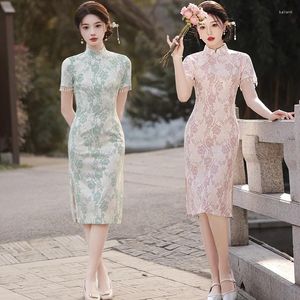 Vêtements ethniques 2024 Mode d'été Robe traditionnelle chinoise Vintage Impression Qipao Femmes Moderne Eleganti Slim Fit Longue Cheongsam Soirée