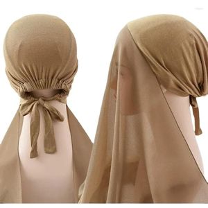 Vêtements ethniques 2024 Summer Muslim Head Scarf Headraps for Women Easy To Wear Hijabs Malaysia Turban Ladies Châle en mousseline de soie réglable