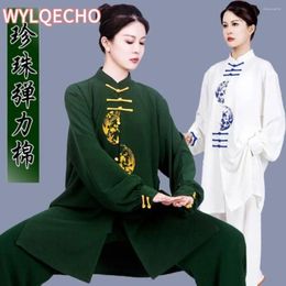 Vêtements ethniques 2024 Tai Chi Uniforme chinois wushu tissu broderie taijiquan pratique traditionnel arts martiaux Chun exercice