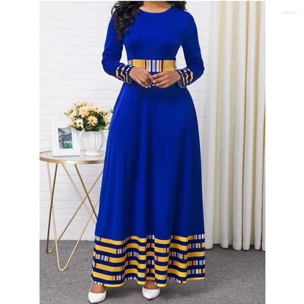 Vêtements ethniques 2024 Robe africaine traditionnelle Femme Été Maxi Bras longs Poulet Grande taille Cuir à bord haut