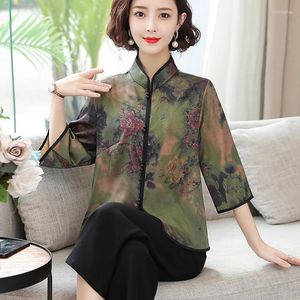 Ropa étnica 2024 Camisa tradicional china Cheongsam Qipao Top Blusa para mujeres