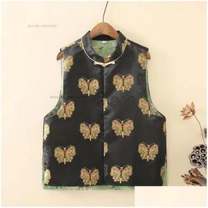 Vêtements ethniques 2024 Femme Vintage Hanfu Tops Chinois Traditionnel Gilet National Papillon Jacquard Oriental Veste Sans Manches Tang Dro Otpbz