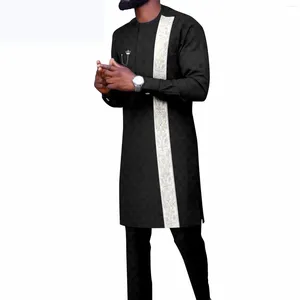 Vêtements ethniques 2024 Africain Set 2 pièces de long Top Full Longueur Slim Suit Men Men's Suit Jacquard Tissu