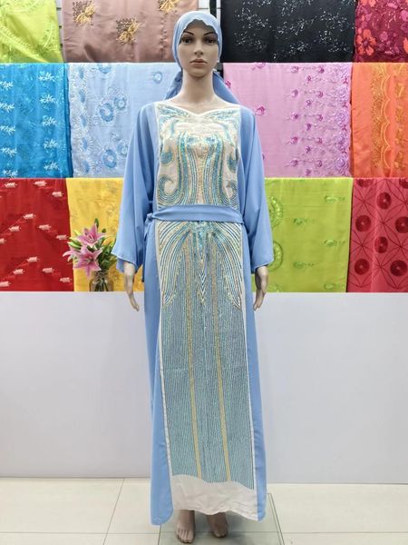 Vêtements ethniques 2024 Fashion Abaya Robe africaine de dinde dubaï avec 2 foulards Tissu de haute qualité Long Lady Clothes
